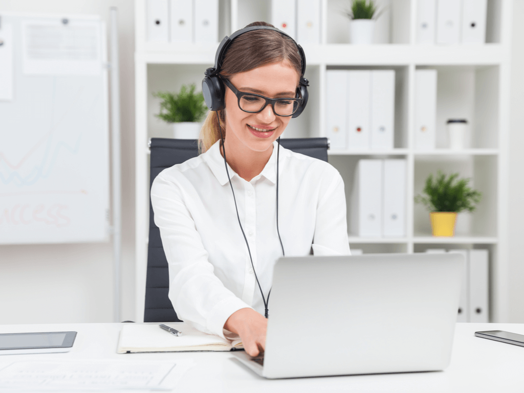 woman working on human transcription